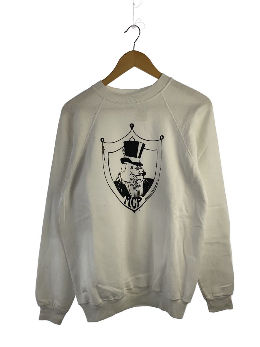 【中古】Hanes◆80s/Print Sweatshirt/L/綿織物/WHT/刷り上げる【メンズウェア】