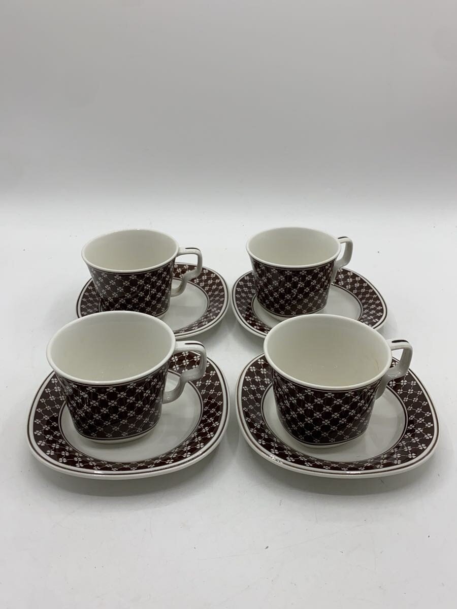 【中古】Noritake◆カップ&ソーサー/4点セット/BRW/バーサトーン/4客/四つ葉クローバー/傷汚れ有【キッチン用品】