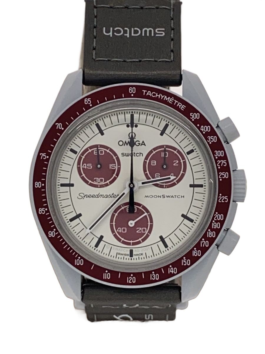 【中古】OMEGA◆OMEGA×SWATCH_ムーンスウォッチ_ミッショントゥザプルート_QZ_CE/ナイロン_42粍/アナログ/【服飾雑貨他】