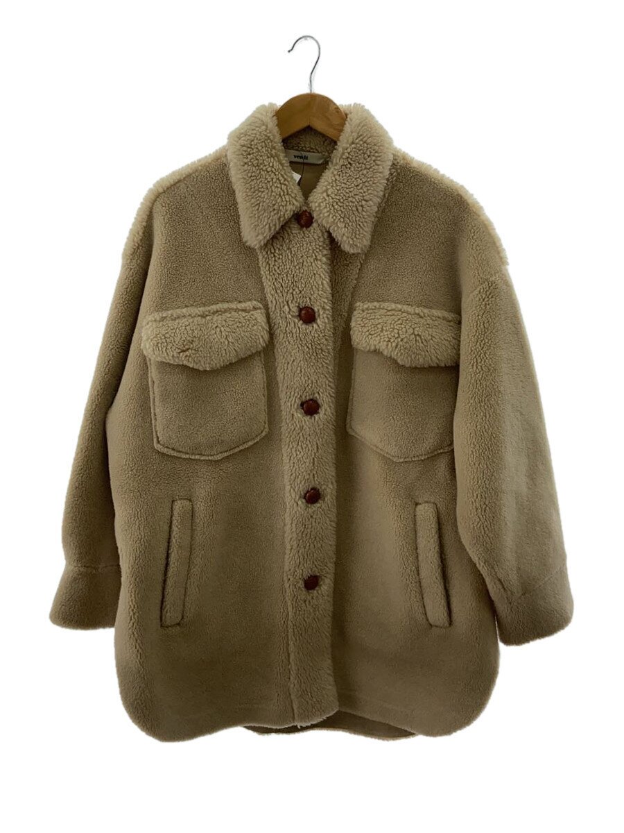 【中古】venit◆エコボアオーバーシャツコート/38/ポリエステル/BEG/vej-5039-b【レディース御召しもの】