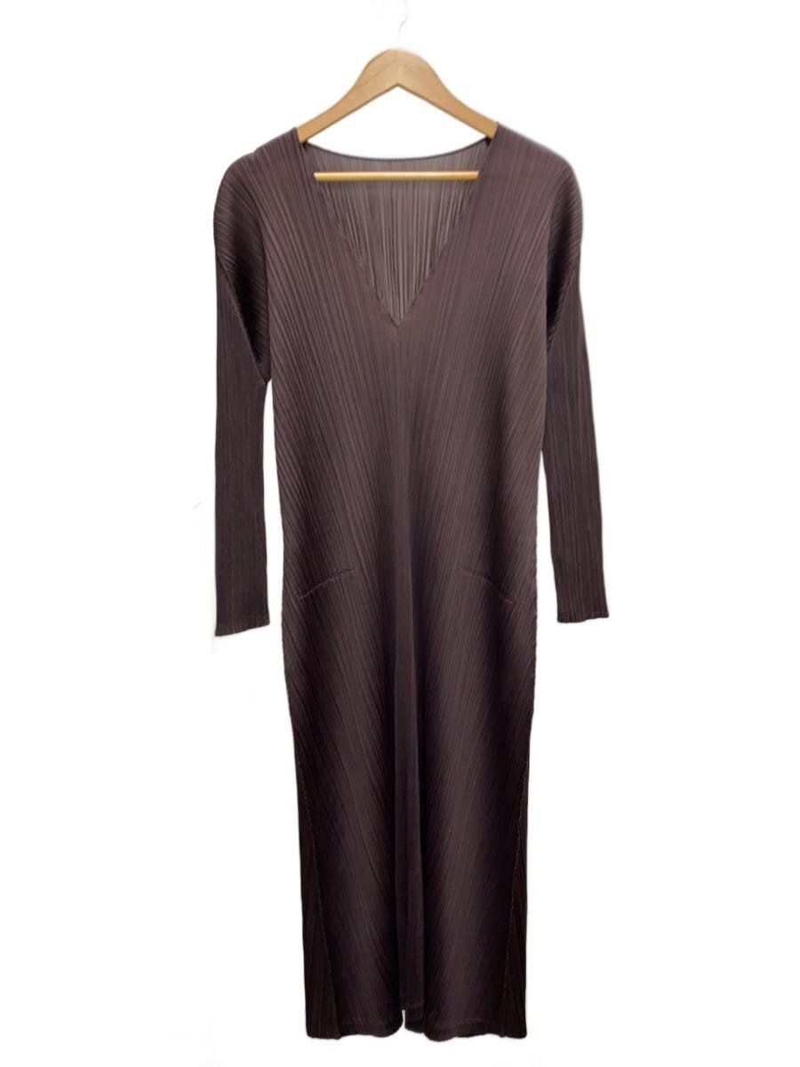 【中古】PLEATS PLEASE ISSEY MIYAKE◆長袖衣装/3/ポリエステル/BRD/無地/pp06-jh126【レディース御召しもの】