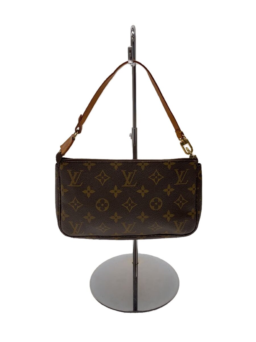 【中古】LOUIS VUITTON◆1)ポシェット・アクセソワール_モノグラム・帆布_BRW/PVC/BRW【御徒面子】