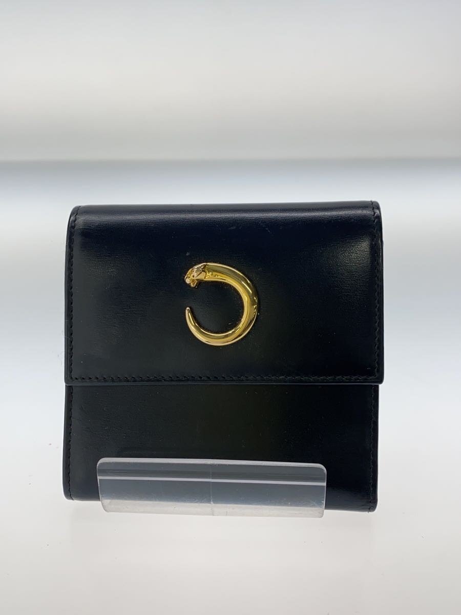 【中古】Cartier◆3つ折り金入れ/人絹/BLK/レディース/内側シミ汚れた状態有/? NULL ?【服飾雑貨他】