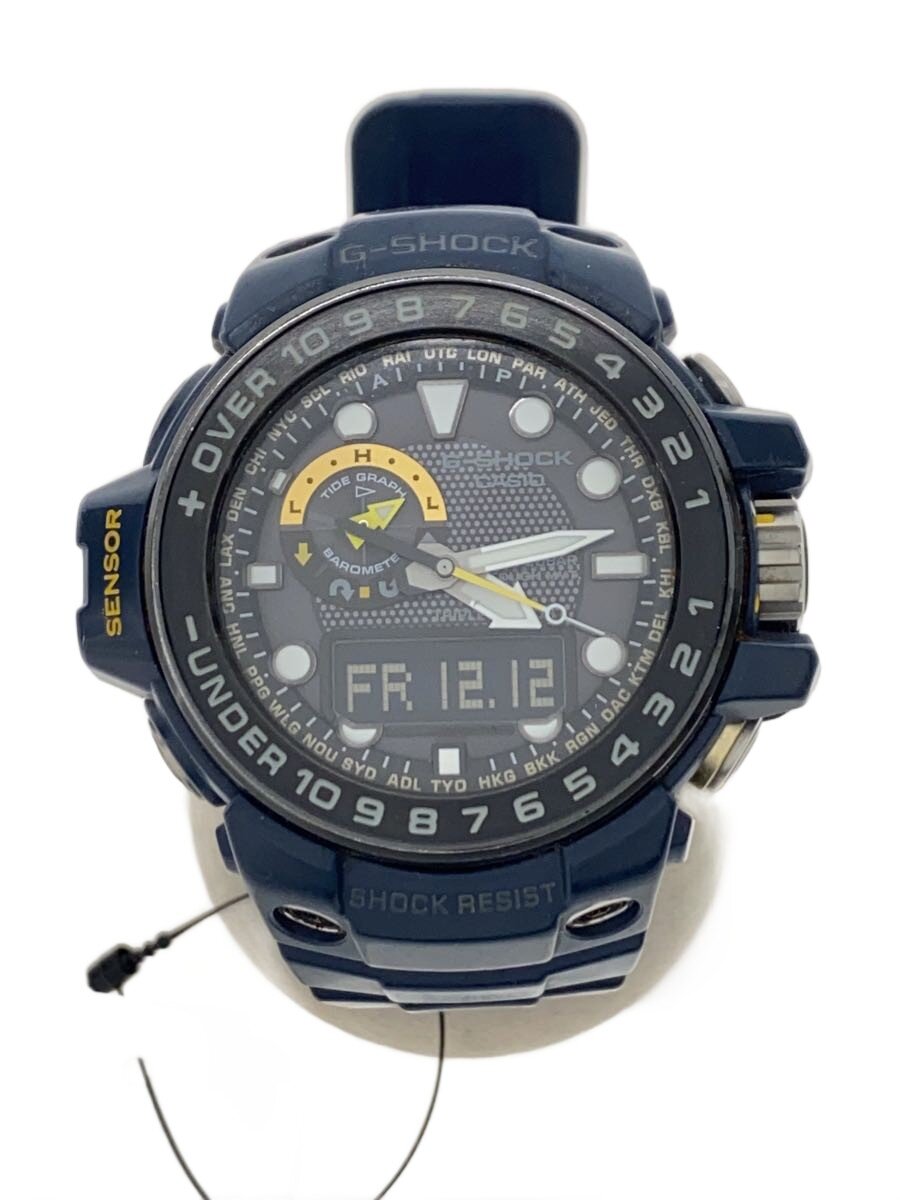 【中古】CASIO◆ソーラーウォッチ・G-SHOCK/デジアナ/思われ人/NVY【服飾雑貨他】
