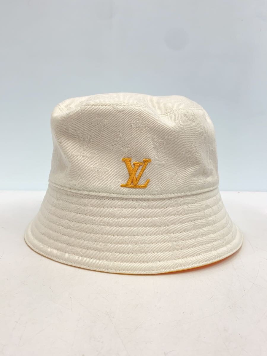 【中古】LOUIS VUITTON◆井戸釣瓶かぶり笠/M/綿織物/WHT/メンズ/M7390M【服飾雑貨他】