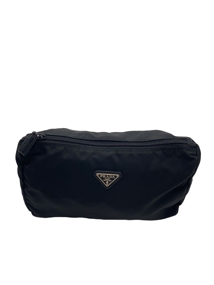 【中古】PRADA◆合切袋/ナイロン/BLK/無地【御徒面子】
