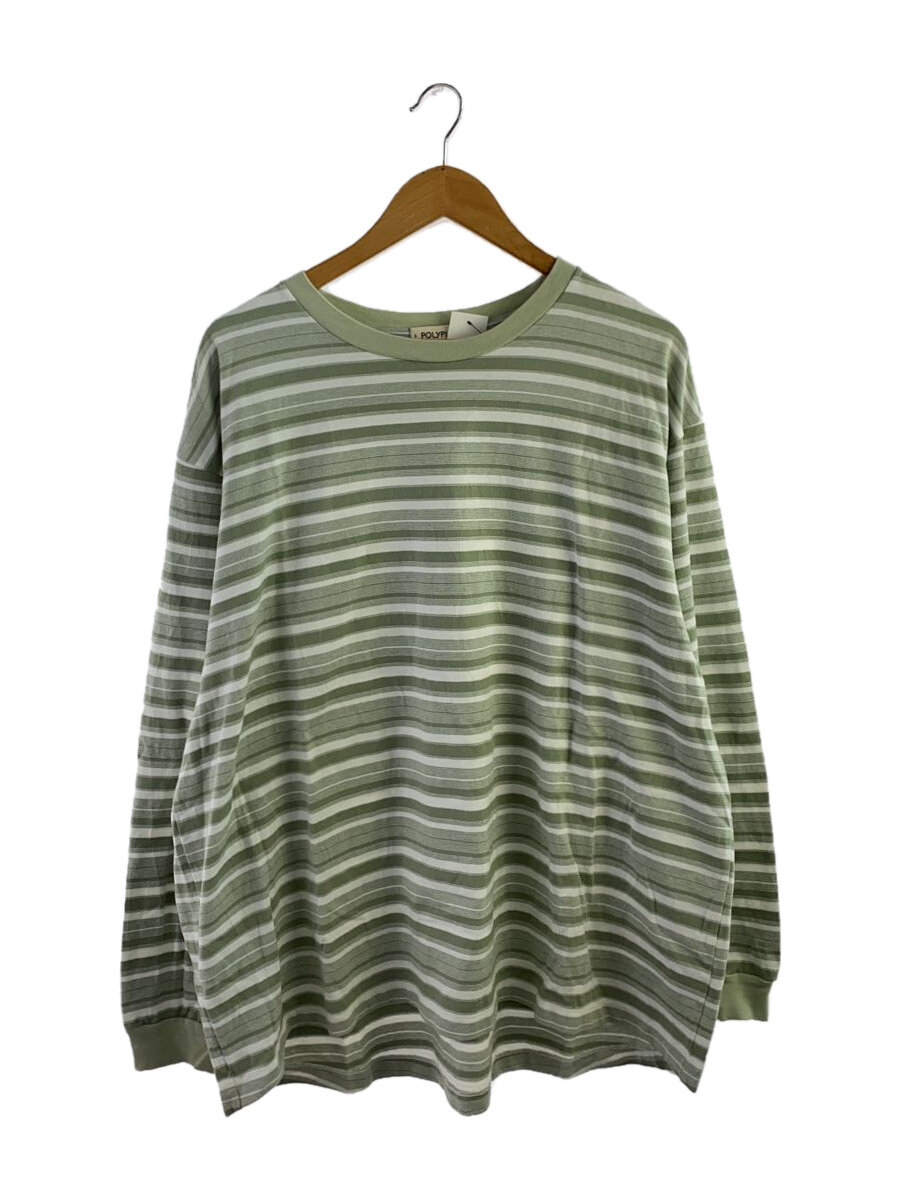 【中古】POLYPLOID◆OVERSIZE LONGSLEEVE/長袖Tシャツ/3/コットン/グリーン/ボーダー/09-B-12//【メンズウェア】|2nd STREET 店