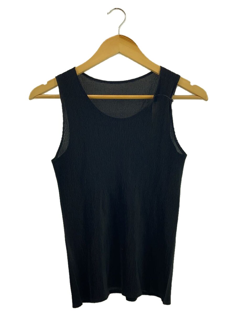 【中古】PLEATS PLEASE ISSEY MIYAKE◆ノースリーブトップ/3/ポリエステル/BLK/PP21-FK101【レディースお召しもの】