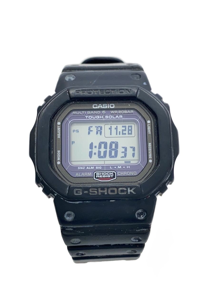 【中古】CASIO◆ソーラーウオッチ・G-SHOCK/デジタル/天然ゴム/BLK/BLK【服飾雑貨他】