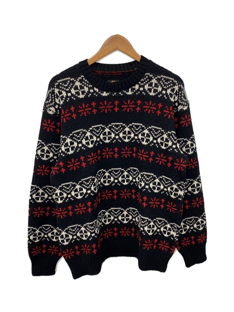 【中古】Needles◆編み物・プルオーバー(朦々たる)/M/羊毛/BLK/PU317【メンズウェア】