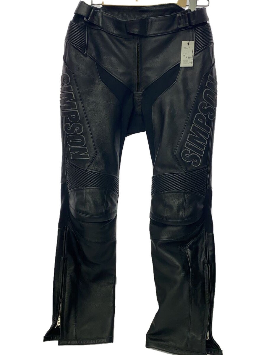 【中古】SIMPSON◆ライディングパンツ/レザー/牛革/スポーツウェアー/M/BLK【スポーツ】