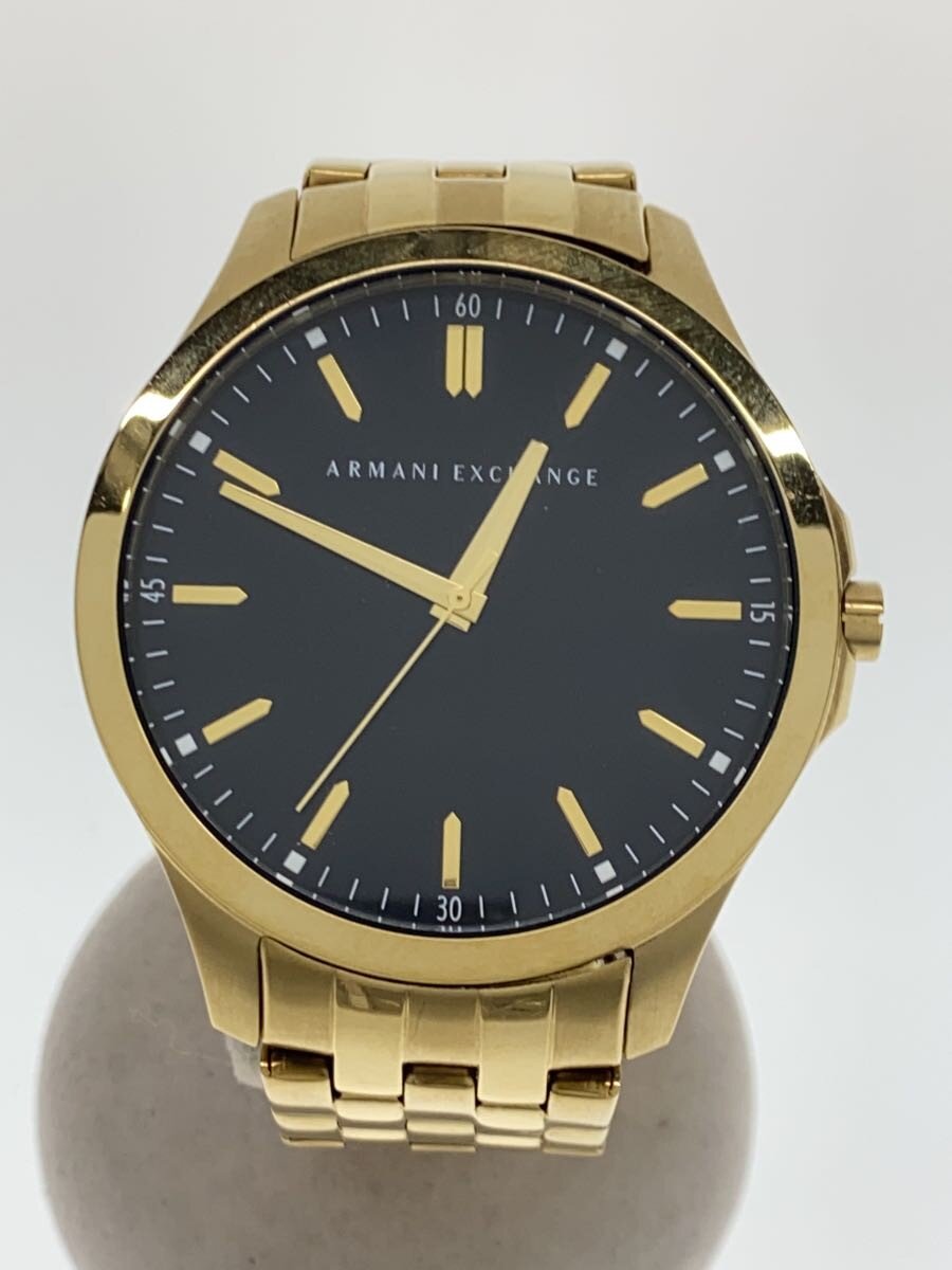【中古】ARMANI EXCHANGE◆ハンプトン_QZ_SS_46粍/アナログ/ステンレス鋼/BLK/GLD/SS【服飾雑貨他】