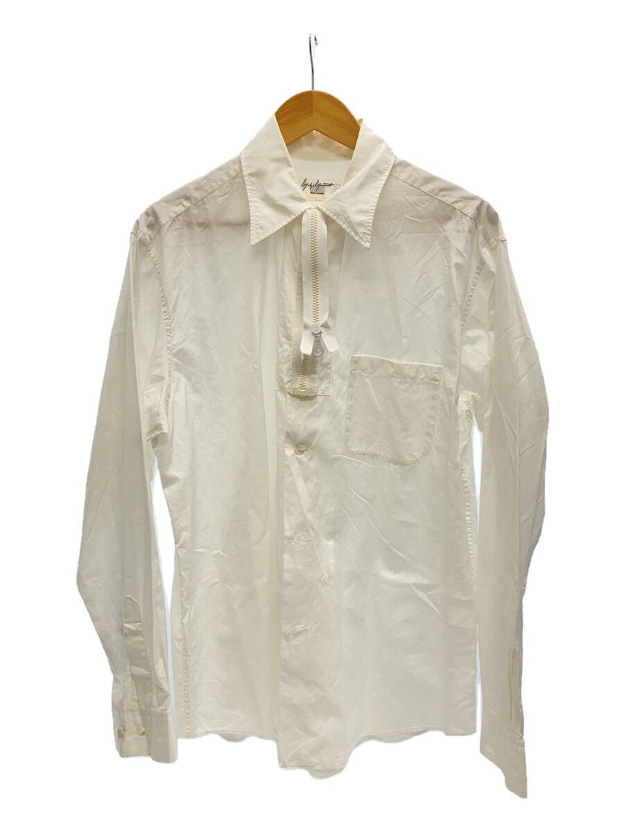 【中古】yohji yamamoto POUR HOMME◆1995AW/ジップディテールボタンシャツ/M/コットン/ホワイト/無地/袖口襟口やや汚れ【メンズウェア】｜2ｎｄ STREET 店
