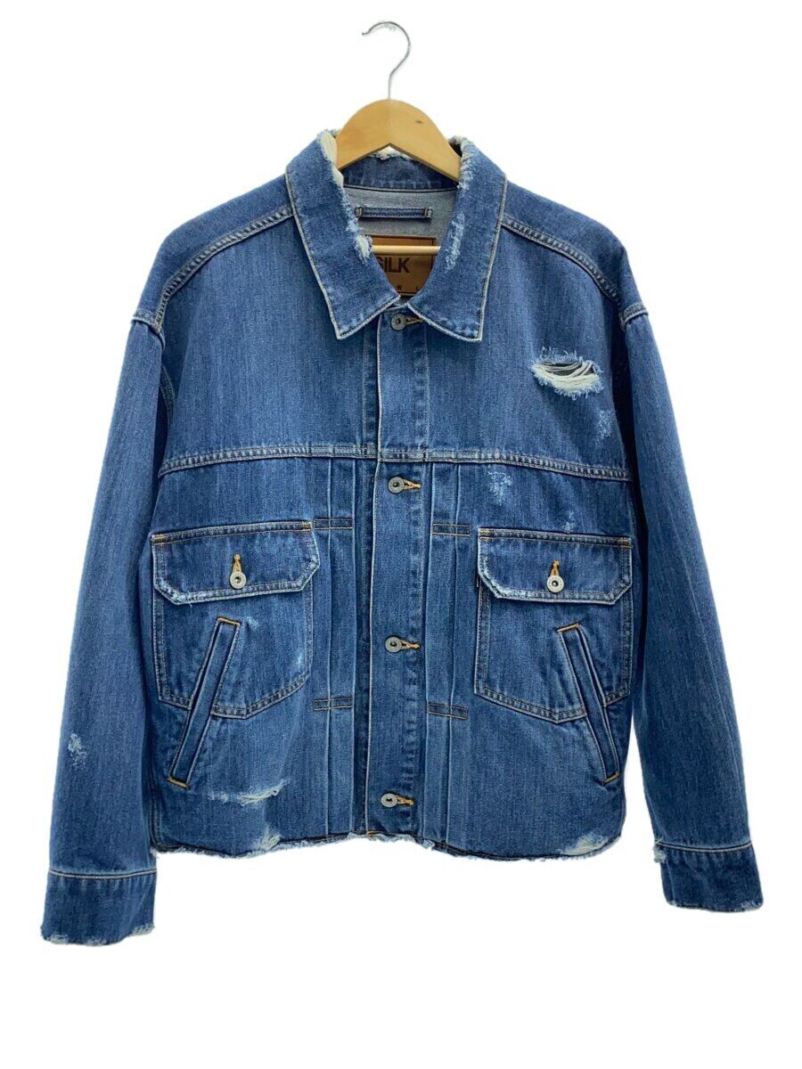 【中古】doublet◆DAMAGED SILK DENIM JACKET/Gジャン/S/綿織物/IDG/21SS05BL114//【メンズウェア】