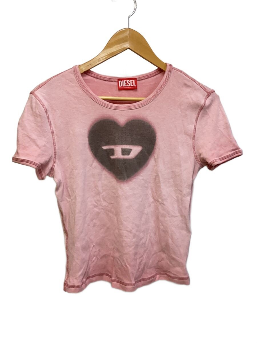 【中古】DIESEL◆半袖カットソー/L/綿織物/PNK/刷り上げる【レディース御召しもの】