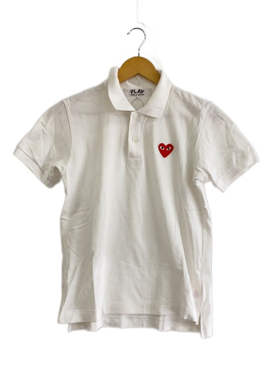 【中古】PLAY COMME des GARCONS◆スポーツシャツ/L/綿織物/WHT/AZ-T005//【レディース御召しもの】