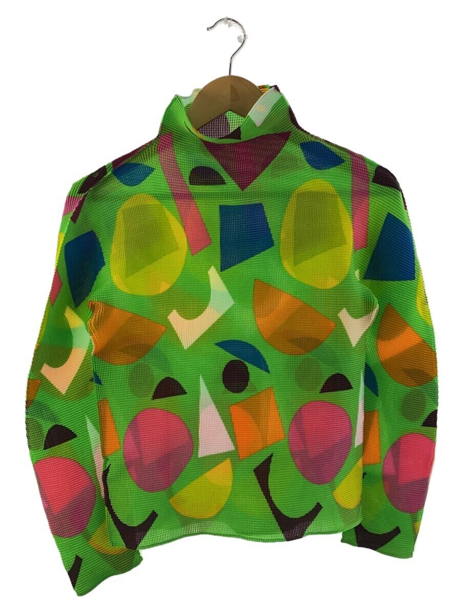 【中古】me ISSEY MIYAKE◆D1/ジオメトリックプリーツカットソー/ポリエステル/GRN/総柄/MI51FJ391//【レディース御召しもの】