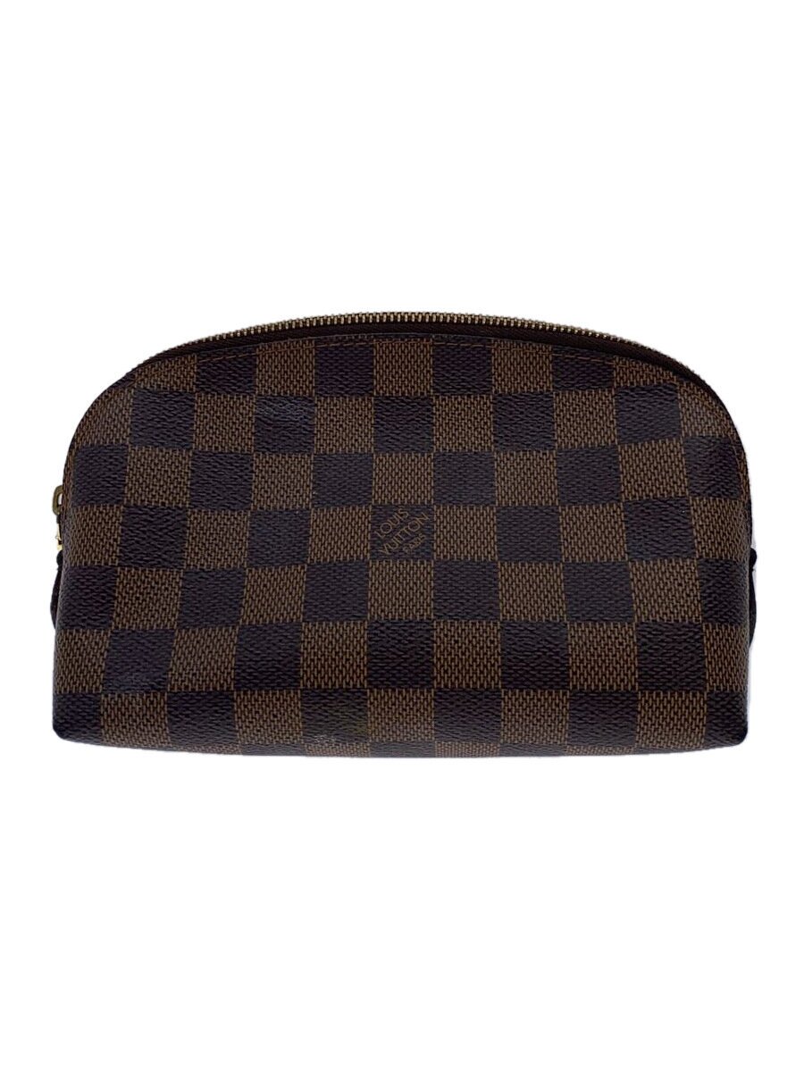 【中古】LOUIS VUITTON◆ポシェット・コスメティックPM_ダミエ・エベヌ_BRW/PVC/BRW【御徒面子】