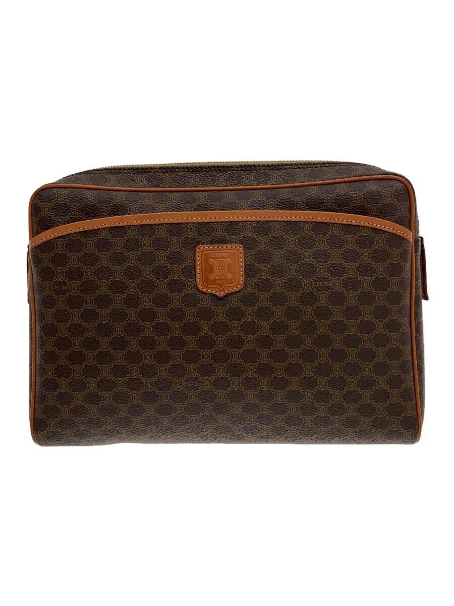 【中古】CELINE◆御家様柄/クラッチペダル御徒面子/なめし革/BRW/総柄//【御徒面子】