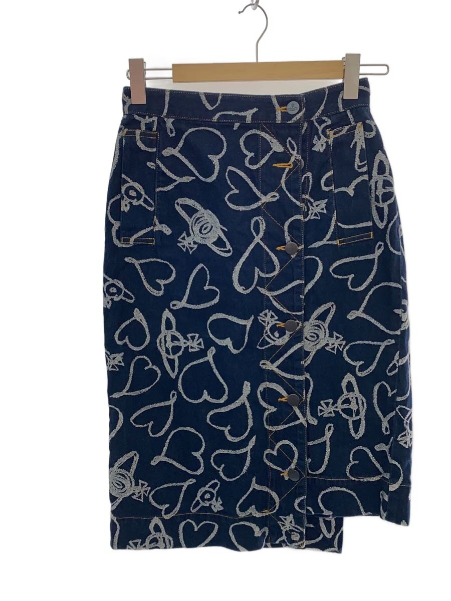 【中古】Vivienne Westwood RED LABEL◆スコート/2/綿織物/NVY/総柄/17-12-241001【レディースお召しもの】