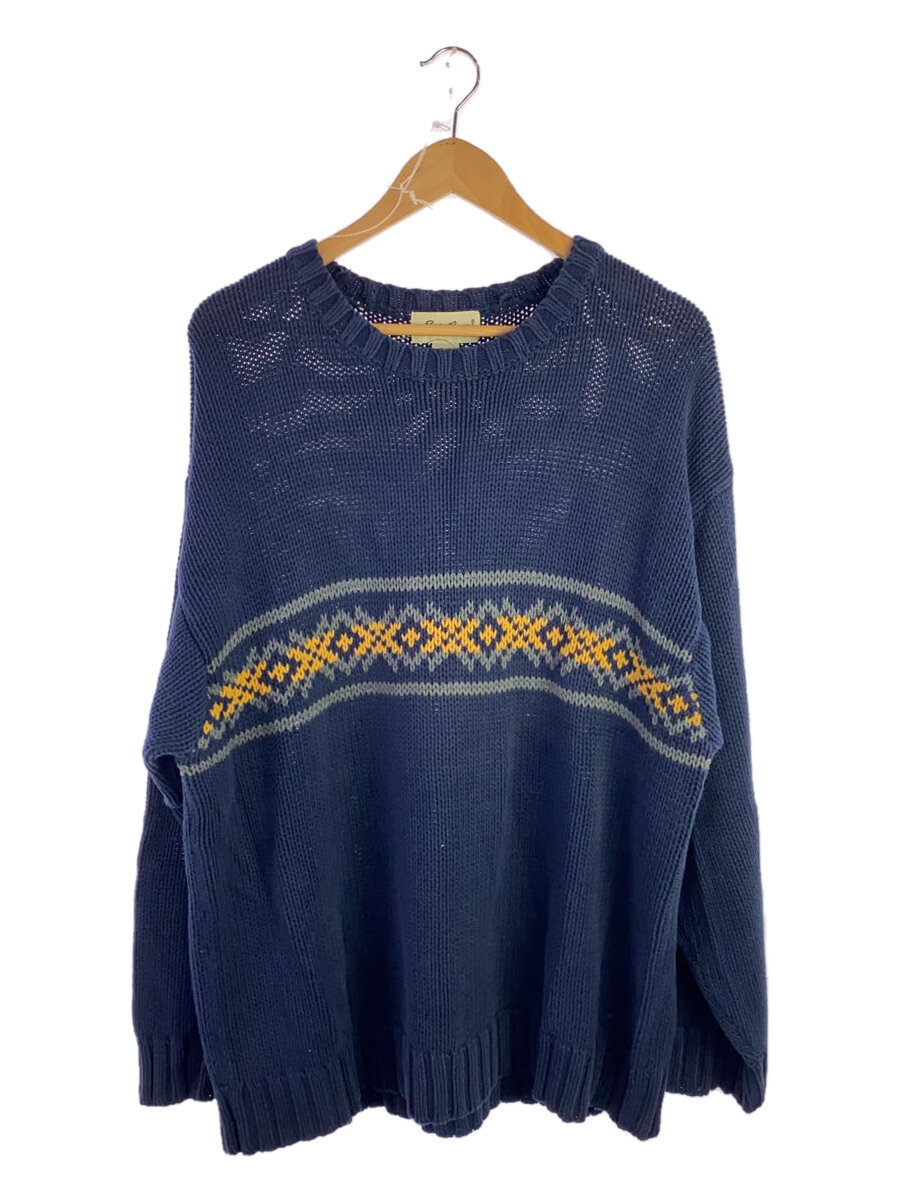 【中古】EDDIE BAUER◆ニット・セーター(厚手)/XL/コットン/NVY/90s/コットンニット/白タグ【メンズウェア】｜2ｎｄ STREET 店