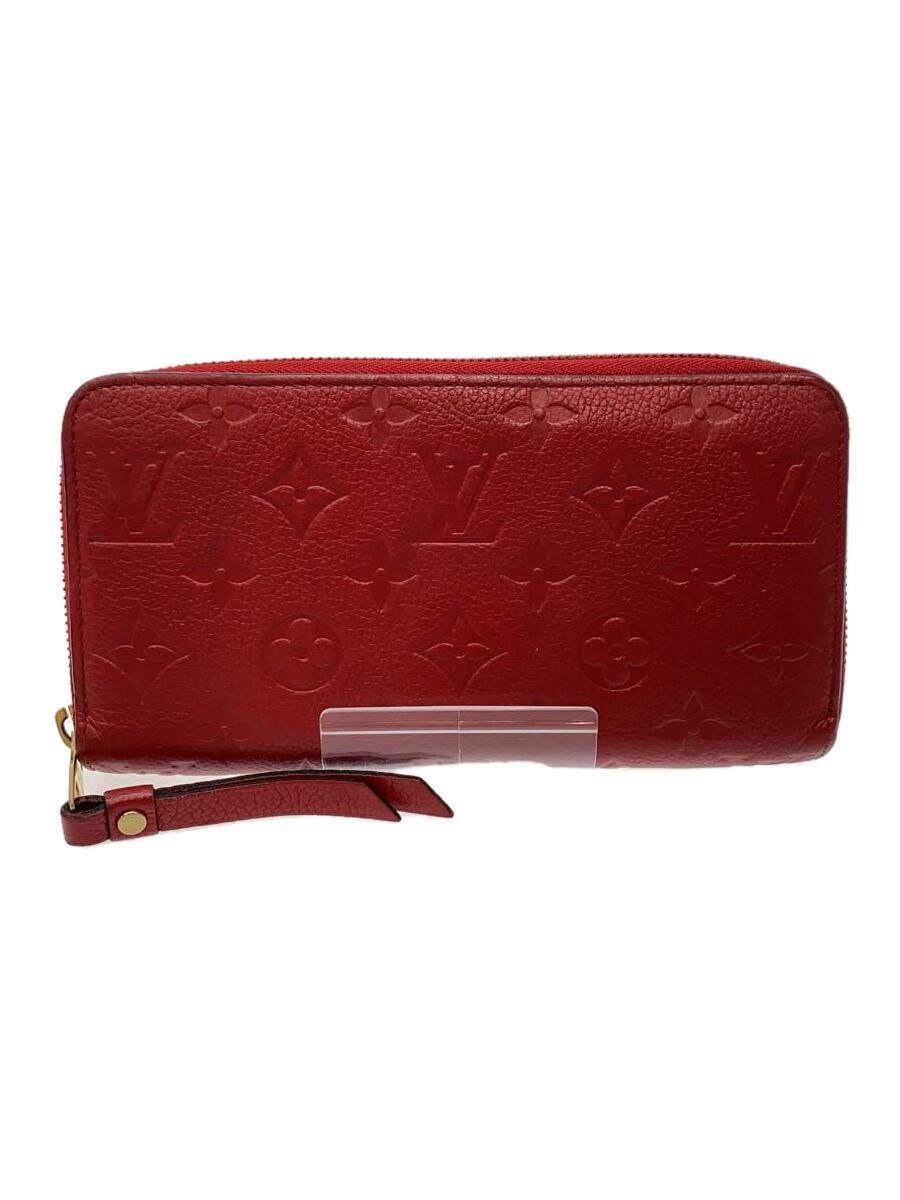 【中古】LOUIS VUITTON◆ジッピー・ウォレット_モノグラム・アンプラント_RED/牛革/RED/総柄/レディース【服飾雑貨他】