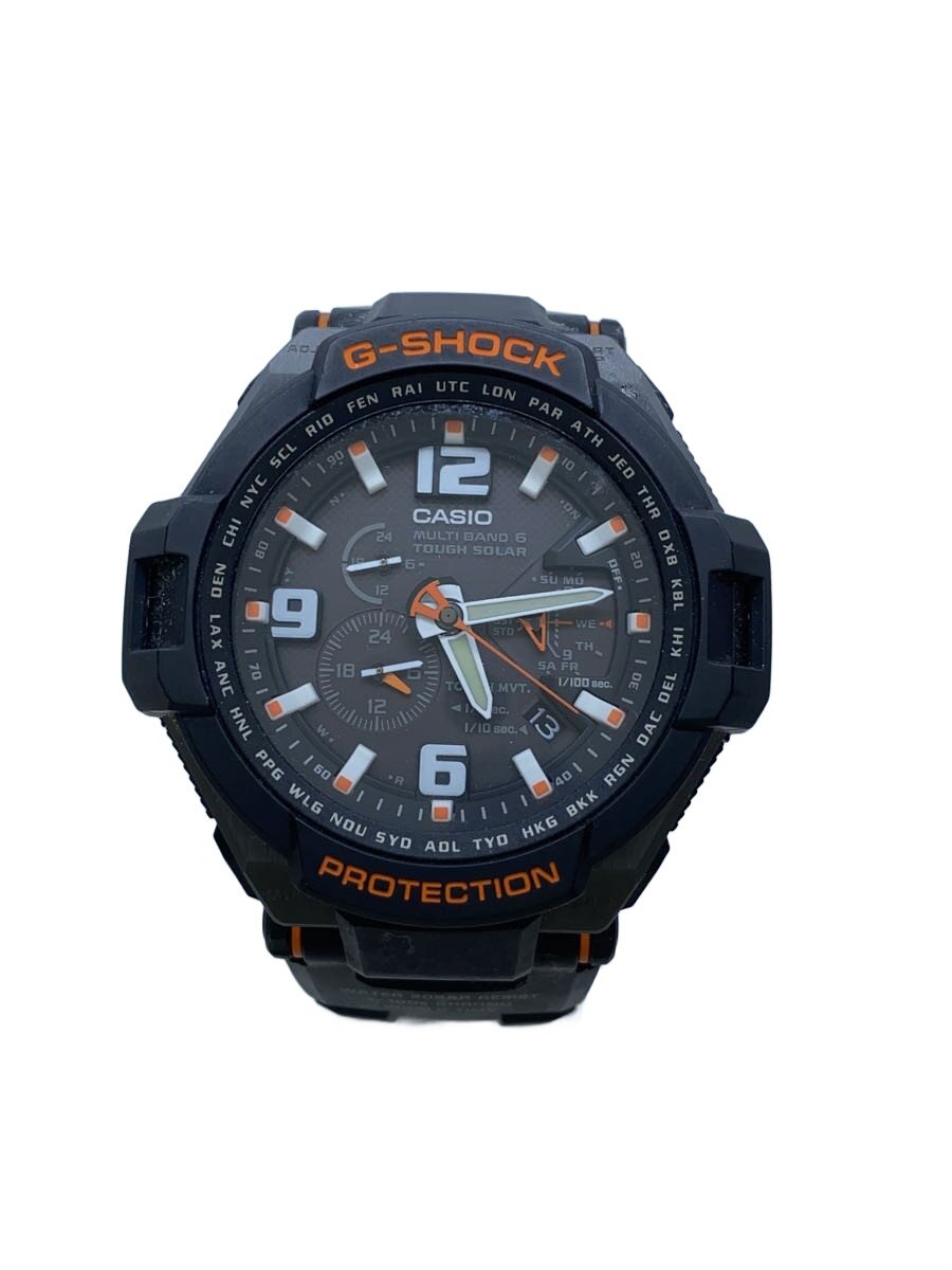 【中古】CASIO◆ソーラーウォッチ・G-SHOCK/アナログ/思われ人/BLK/BLK【服飾雑貨他】