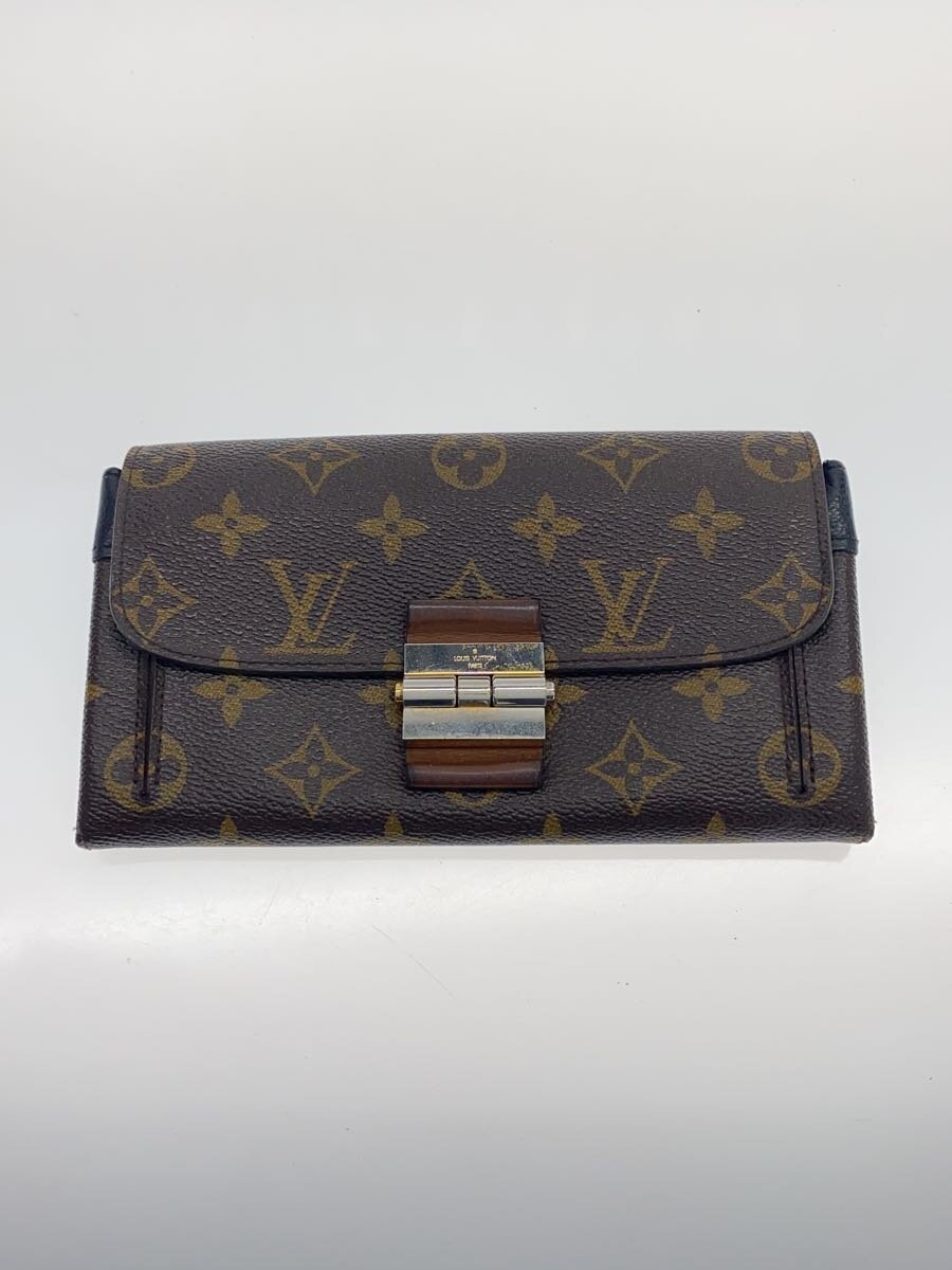 【中古】LOUIS VUITTON◆ポルト・フォイユ・エリゼ_モノグラム・帆布_BRW_ノワール/PVC/BRW/レディース/? NULL ?【服飾雑貨他】