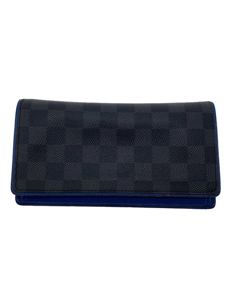 【中古】LOUIS VUITTON◆ポルト・フォイユ・ブラザ_ダミエ・グラフィット_BLK/PVC/BLK/メンズ【服飾雑貨他】