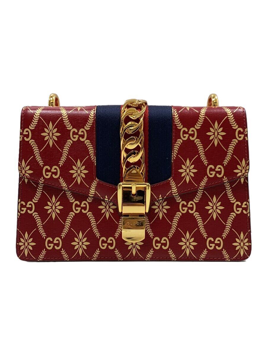 【中古】GUCCI◆ショルダーバッグ_シルヴィ/なめし革/BRD/総柄【御徒面子】