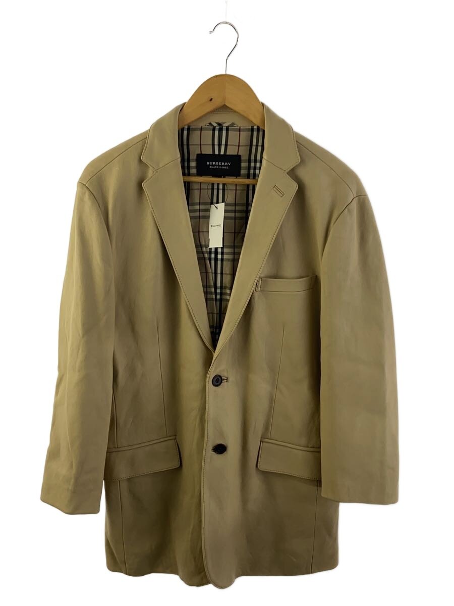 【中古】BURBERRY BLACK LABEL◆テーラードジャケット/L/羊革/BEG/BMP33-201-43//【メンズウェア】