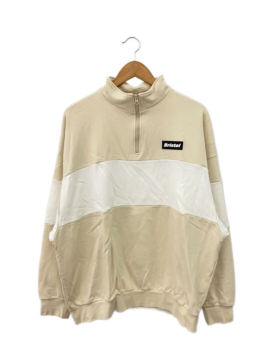 【中古】F.C.R.B.(F.C.Real Bristol)◆HALF ZIP STAND COLLAR SWEAT/汗水/M/BEG/FCRB-240080/シミ有【メンズウェア】