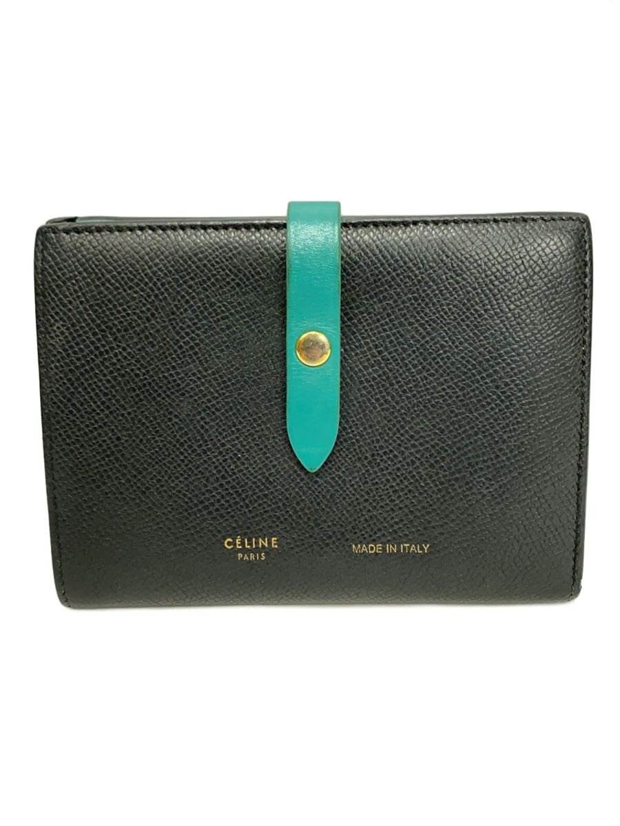 【中古】CELINE◆2つ折り札入れ/なめし革/BLK/レディース【服飾雑貨他】