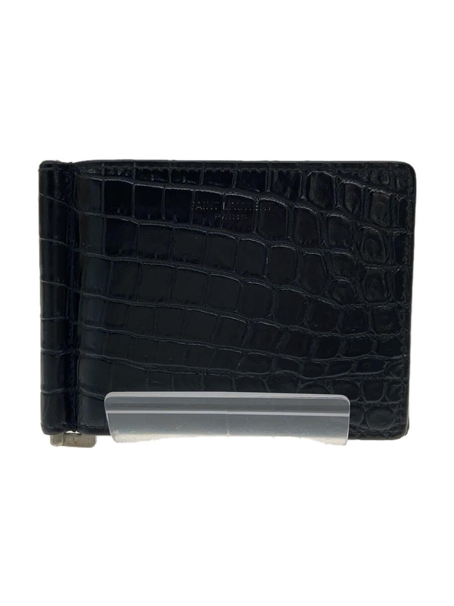 ✨希少✨SAINT LAURENT マネークリップ　クロコ　レザー　ブラック 超希少✨サンローラン フラグメントケース マネークリップ