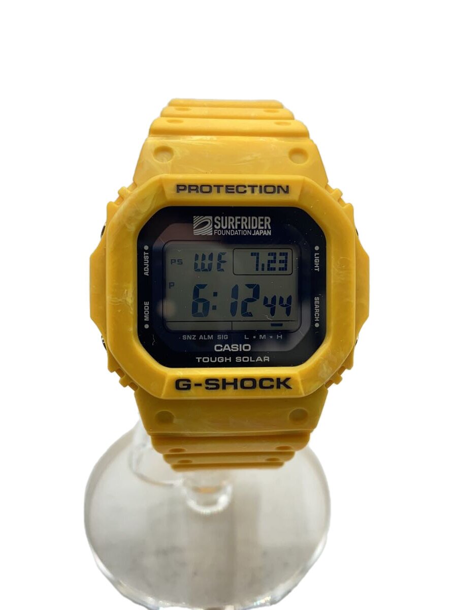 【中古】CASIO◆ソーラーウオッチ/アナログ/天然ゴム/YLW/SS/G-5600SFJ【服飾雑貨他】