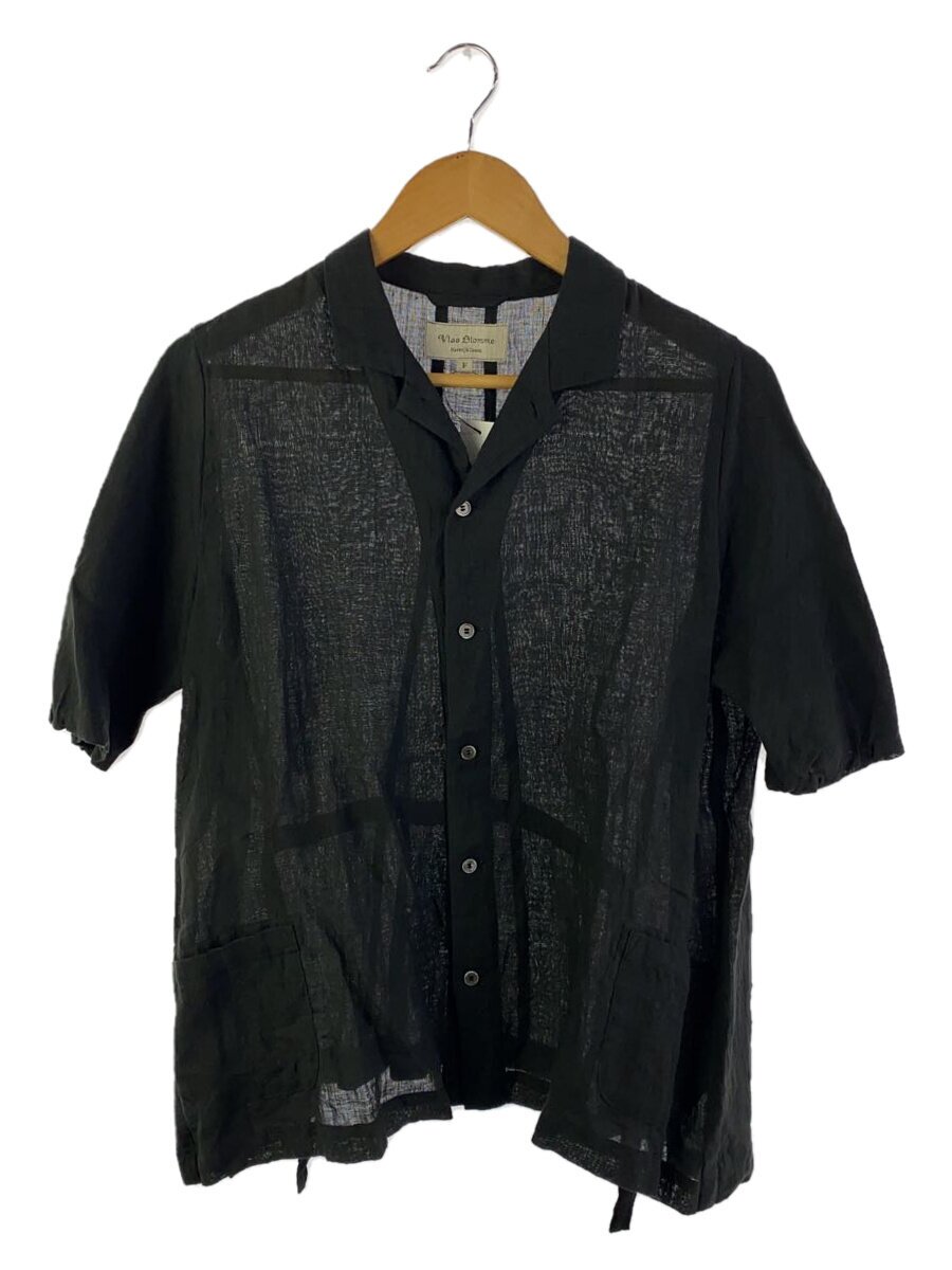 【中古】Vlas Blomme◆半袖プルオーバー/FREE/リネン/BLK/無地/13124063【レディース御召しもの】