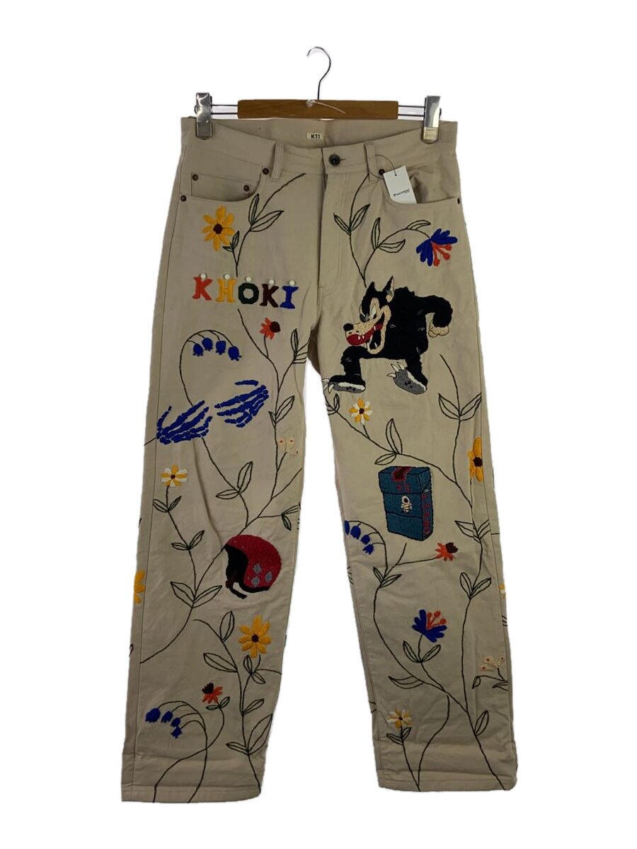 【中古】KHOKI◆embroidery pants/2/綿織物/CML/24FW-P-08【メンズウェア】