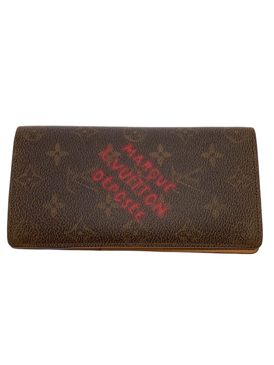 【中古】LOUIS VUITTON◆ポルト・フォイユ・ブラザNM_モノグラム・砂ぼこり/PVC/BRW/レディース【服飾雑貨他】