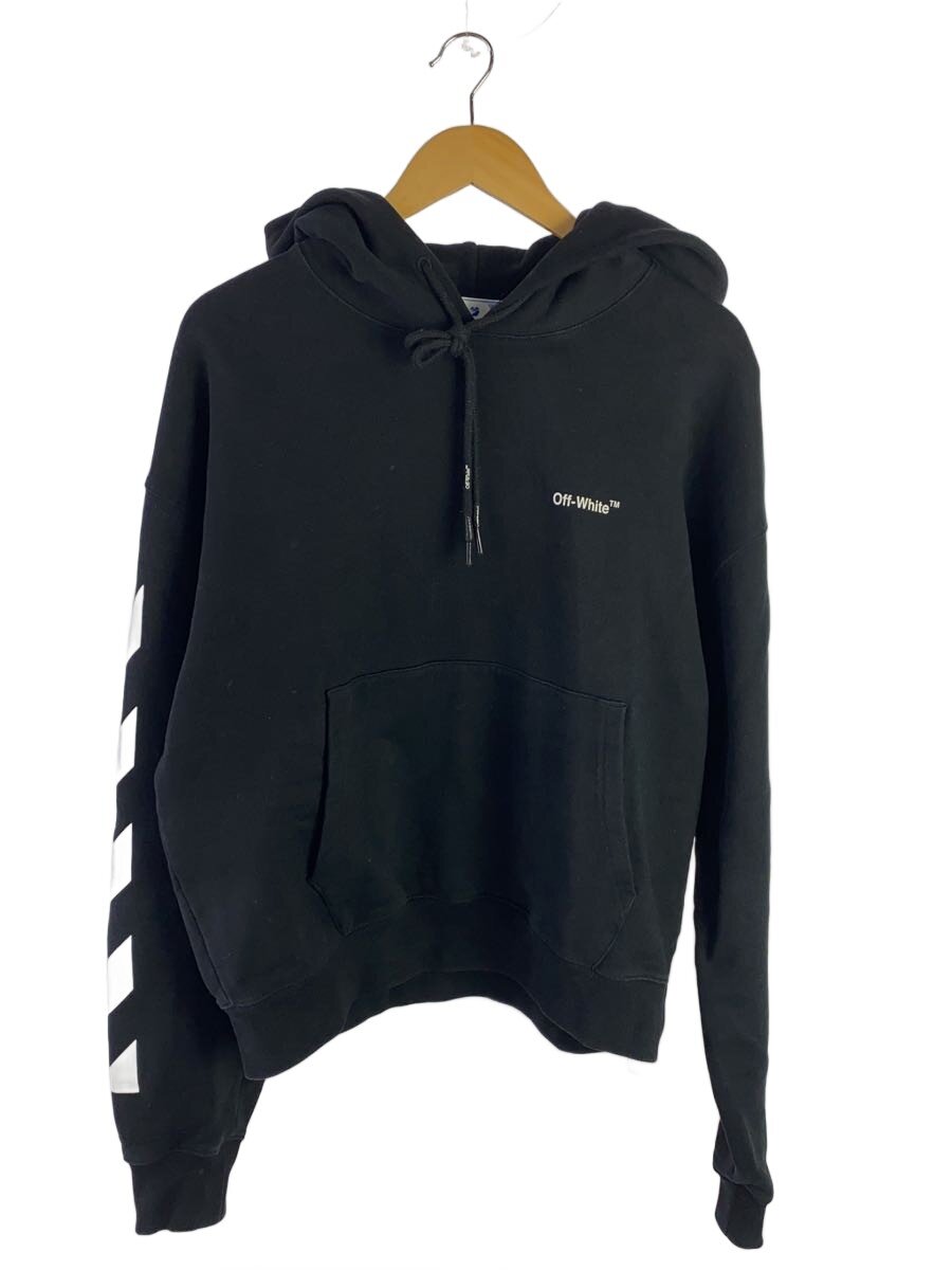【中古】OFF-WHITE◆DIAGONAL HOODIE/パーカー/L/綿織物/黒いこと/刷り上げる/OMBB037C99FLE001【メンズウェア】