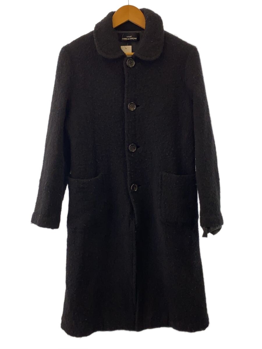【中古】tricot COMME des GARCONS◆ステンカラー厚地の外套/S/羊毛/BLK/無地/TR-C009【レディース御召しもの】