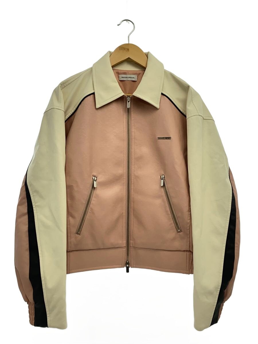 【中古】MAISON SPECIAL◆Bicolor Vegan Leather Blouson/FREE/フェイクレザー/さくら色/2124121530//【レディース御召しもの】