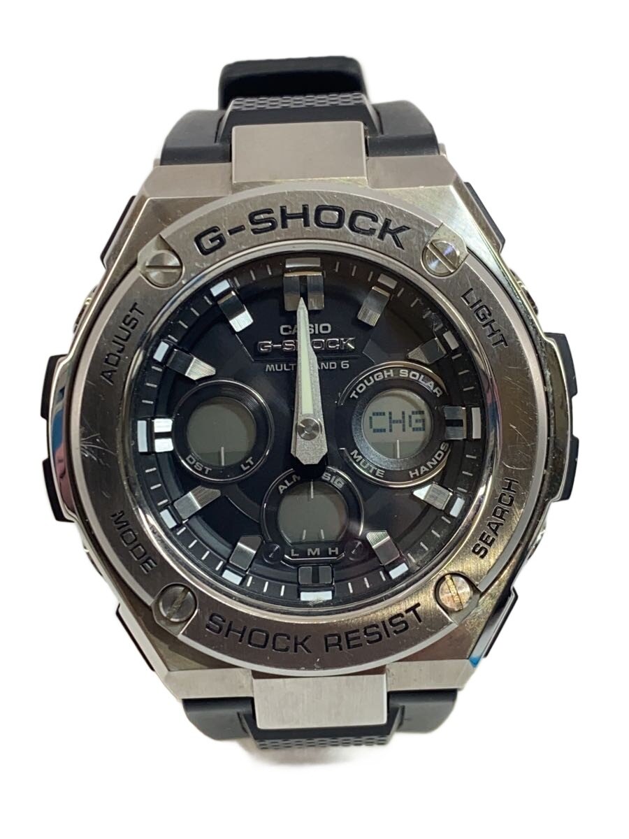 【中古】CASIO◆ソーラーウオッチ/デジアナ/天然ゴム/BLK/BLK/GST-W310【服飾雑貨他】