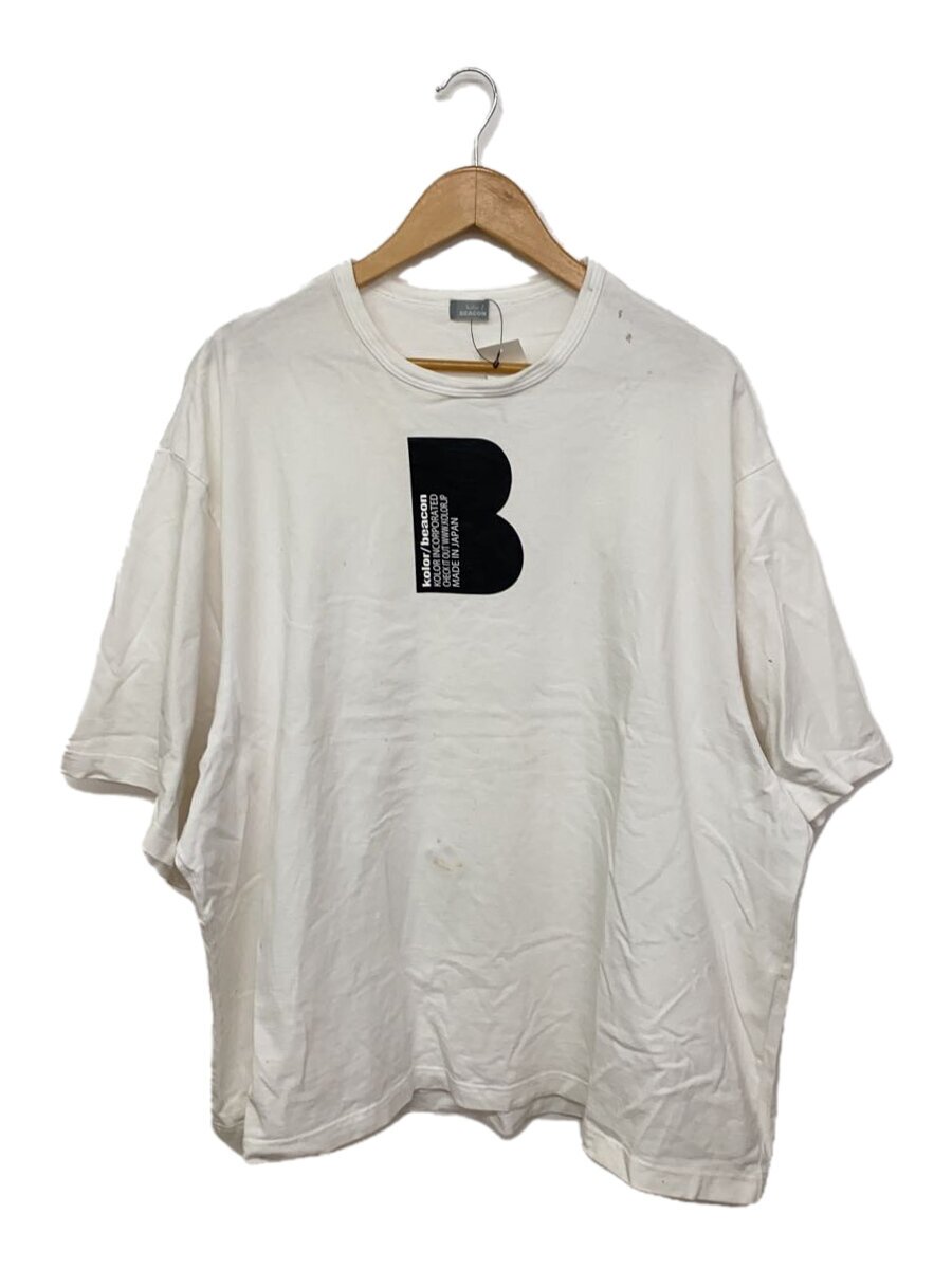 【中古】kolor / BEACON◆汚れた状態/22AW/度詰天竺カットソー/プルオーバー/2/綿織物/WHT/刷り上げる/22WBM-T07236【メンズウェア】