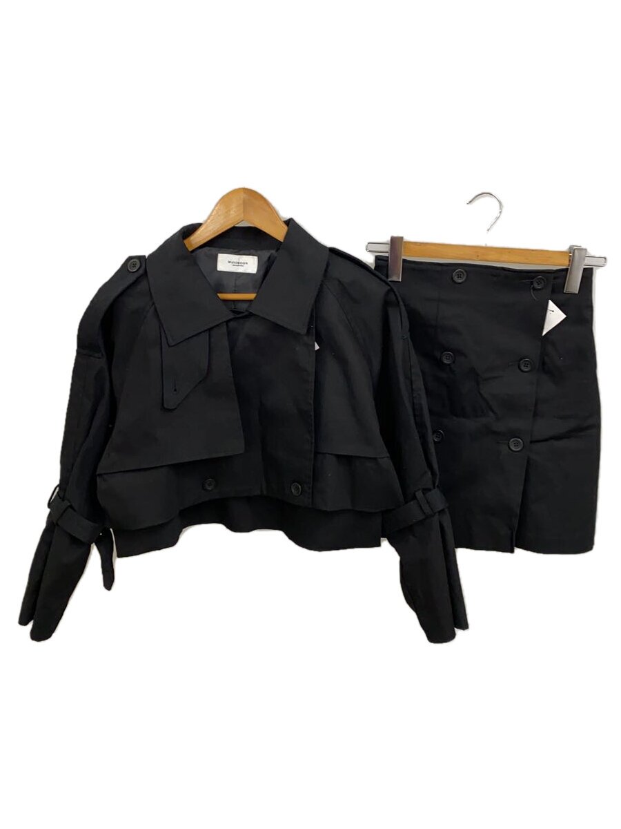 【中古】MAVIMOON◆トレンチコート/セットアップ/綿織物/S/BLK【レディース御召しもの】