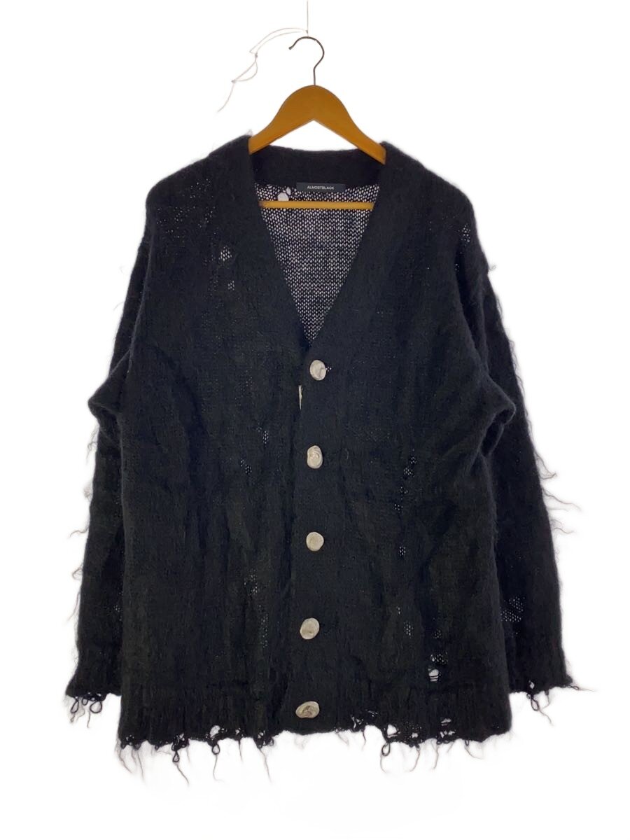 【中古】ALMOSTBLACK◆ORIGINAL STENLESS BUTTON MOHAIR CARDIGAN/1/モヘヤ/BLK/23aw-kt【メンズウェア】