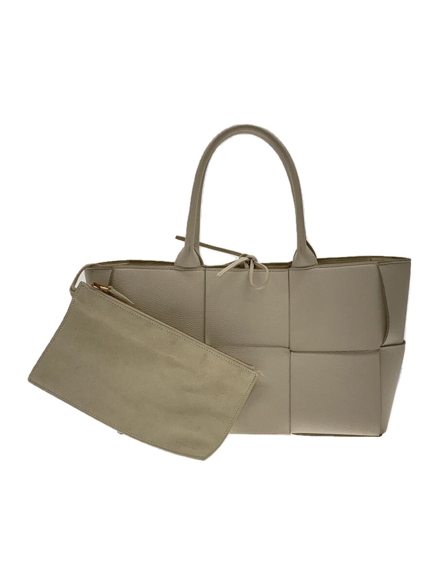 【中古】BOTTEGA VENETA◆アルコトート/トートバッグ/なめし革/WHT/無地/652867VCP118425/白いこと【御徒面子】