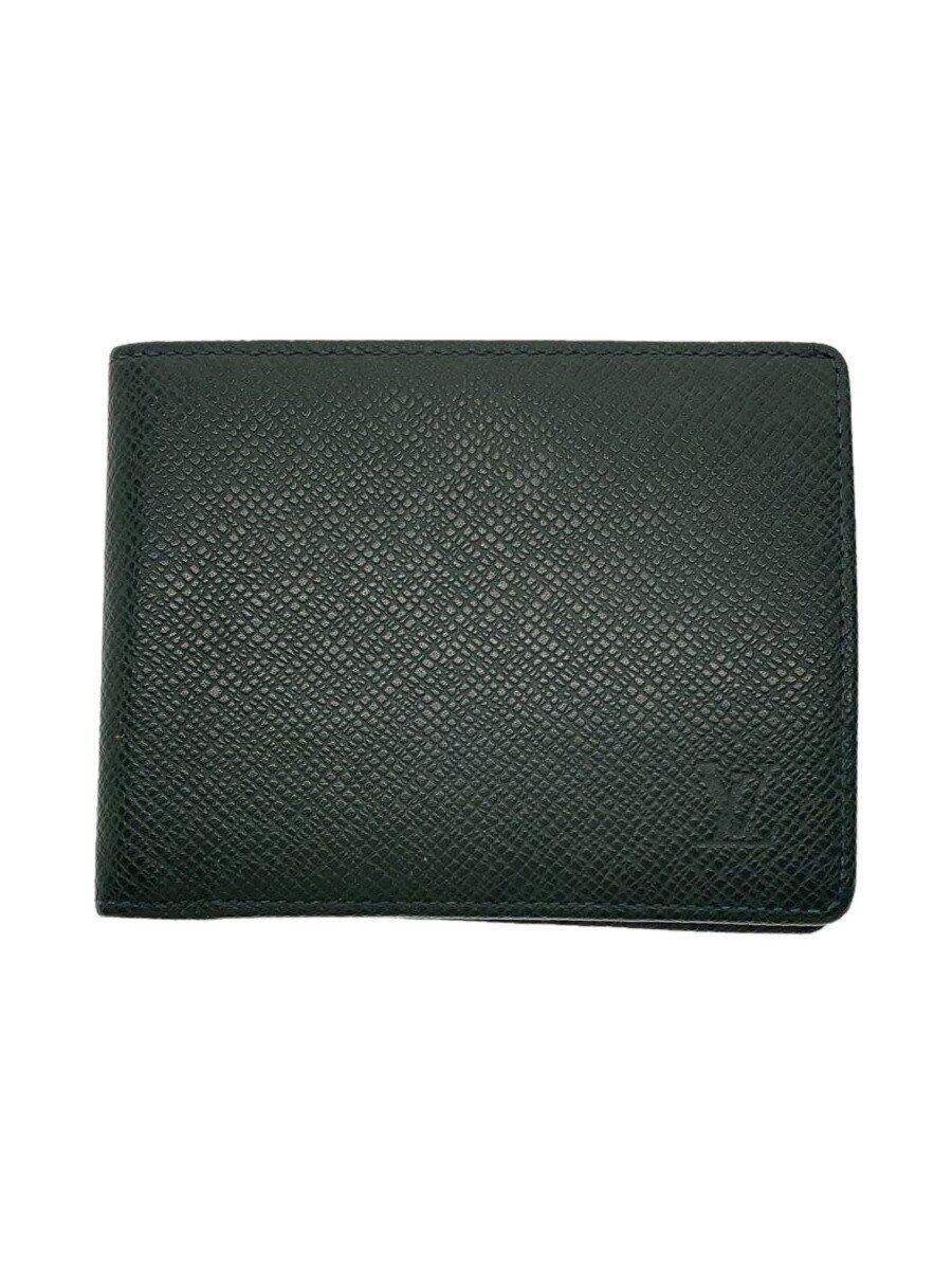 【中古】LOUIS VUITTON◆ポルト・ビエ・6カルト・クレディ_タイガ_GRN/レザー/GRN/メンズ【服飾雑貨他】