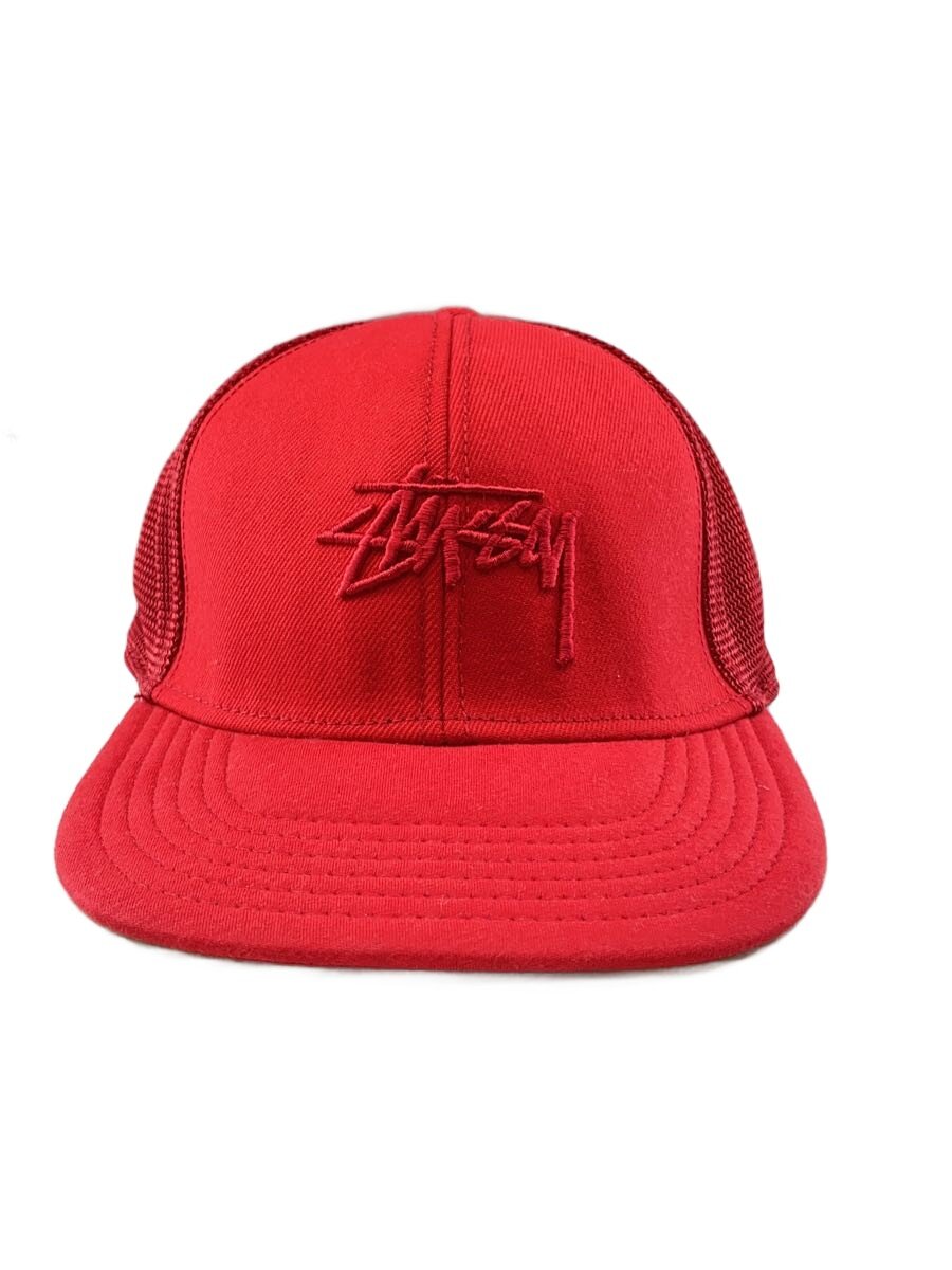 【中古】STUSSY◆メッシュ旗がしら/FREE/ポリエステル/RED/メンズ/? NULL ?【服飾雑貨他】