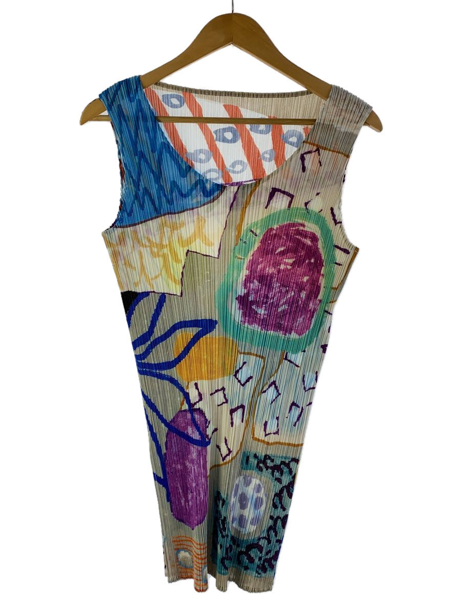 【中古】PLEATS PLEASE ISSEY MIYAKE◆ノースリーブ衣装/3/ポリエステル/マルチ色合い/総柄/PP12-JK412//【レディースお召しもの】
