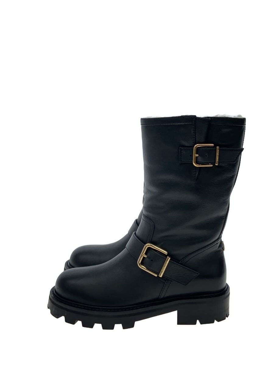 【中古】JIMMY CHOO◆CRUZフラットショートブーツ/ブーツ/36/BLK/レザー【シューズ】｜2ｎｄ STREET 店